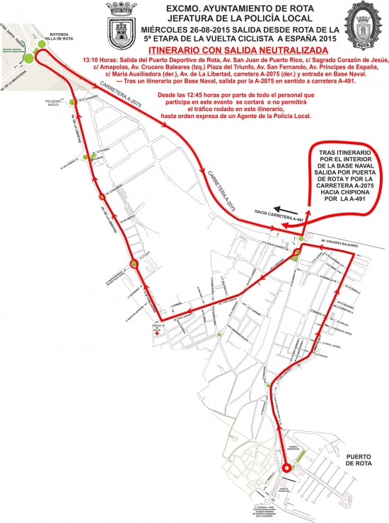 Recorrido de la Vuelta Ciclista a España por las calles de Rota y las ...